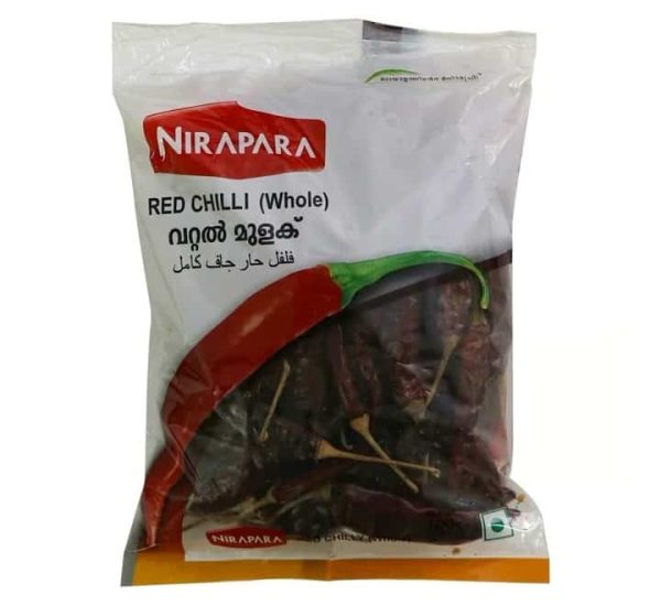Red chilly whole , Nirapara ( വറ്റൽ മുളക്, ഉണക്ക മുളക് )